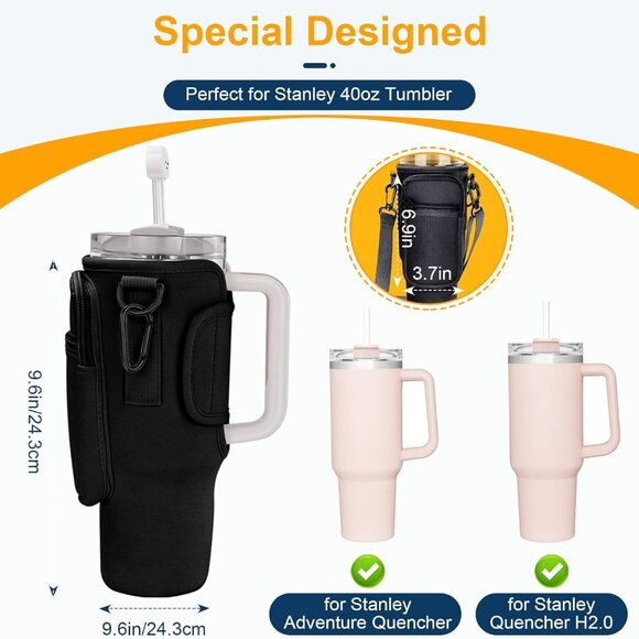 NWT Water Bottle Bag with Phone Pocket for Stanley 40oz Tumbler - Picture 2 of 5